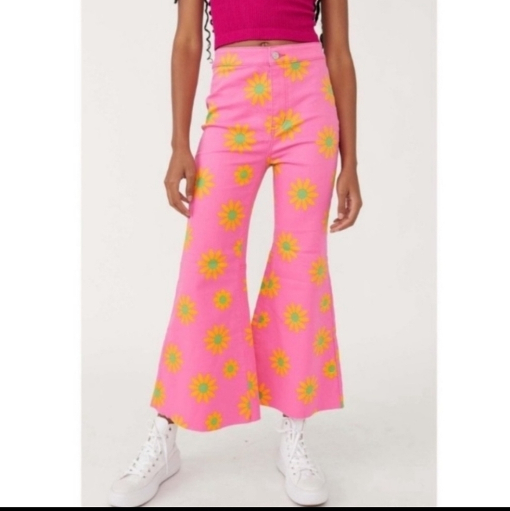 We The Free Youthquake Printed Crop Flare Jeans Size 29